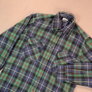 VTG Fieldmaster Shirt Men MT Black Watch Tartan Paid Long SLV Wool Flannel Lined